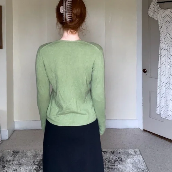 Charter Club 2 Ply 100% Cashmere Women's Green Sweater Shirt Soft Comfy Summer - Picture 10 of 14